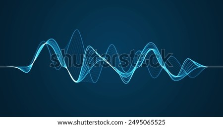 Waves of the equalizer on blue backgroun