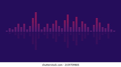 Waves of the equalizer on purple background