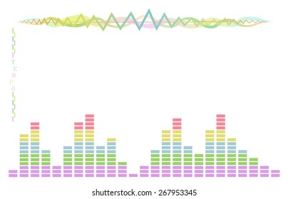 Waves and equalizer. Rhythm design in music beat style. 