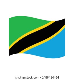 Waves Flag of Tanzania, Tanzania flag template design. Vector Eps 10