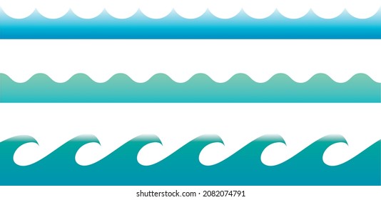 Waves flat style vector seamless icons collection
