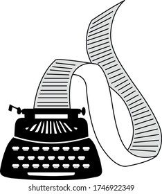 Waves of flying paper from a typewriter