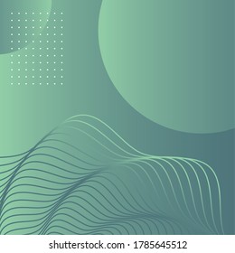 waves and forms green background vector illustration design