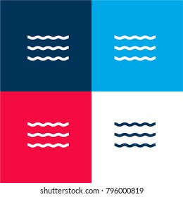Waves four color material and minimal icon logo set in red and blue