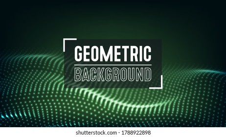 Waves geometric background. Abstract pattern of particles with a dynamic waves. Technology concept futuristic dots pattern.