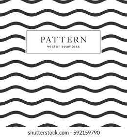 Waves geometric seamless pattern. Simple black and white background design. Template for prints, wrapping paper, fabrics, covers, flyers, banners, posters and placards, EPS10 vector illustration.