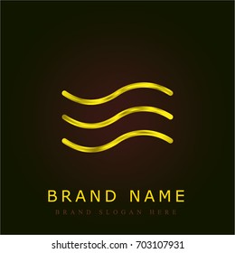 Waves golden metallic logo