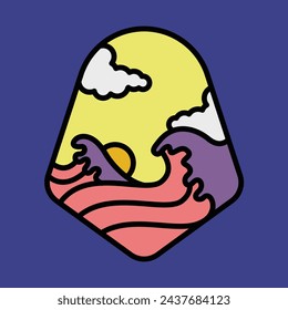 Waves graphic illustration vector art t-shirt design