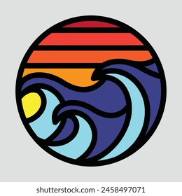 Waves graphic illustration vector art t-shirt design