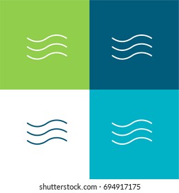 Waves green and blue material color minimal icon or logo design