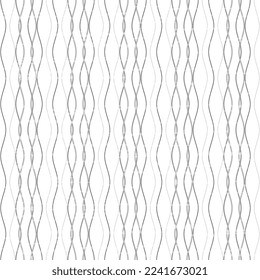 Waves grey vertical intertwined on a white background. Seamless wavy textured pattern. Abstract illustration.