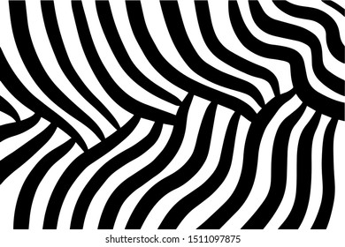 Waves hand drawn abstract cartoon wallpaper vector background black white contrast