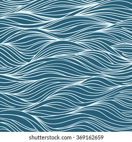 Waves hand drawn pattern. Vector illustration.