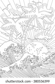 Waves. Hand drawn vector illustration.