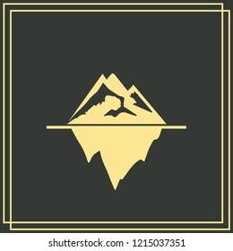 Waves and iceberg vector icon isolated on green background