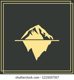 Waves and iceberg vector icon isolated on green background