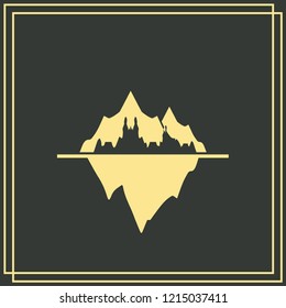Waves and iceberg vector icon isolated on green background