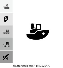 Waves icon. collection of 6 waves filled icons such as pool ladder, pool, boat, ear. editable waves icons for web and mobile.