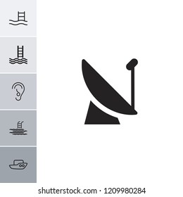 Waves icon. collection of 6 waves filled and outline icons such as satellite, boat, pool ladder, ear. editable waves icons for web and mobile.