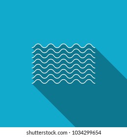 Waves icon isolated with long shadow. Flat design. Vector Illustration