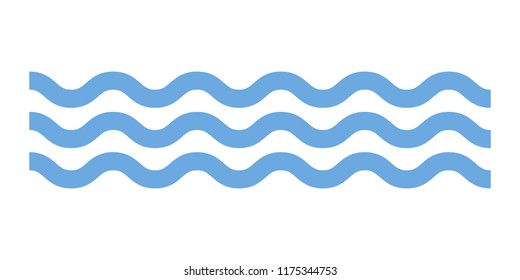 Waves icon isolated. Vector illustration. Blue waves sign in flat design.