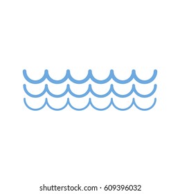 Waves icon isolated. Vector illustration. Blue waves sign in flat design.