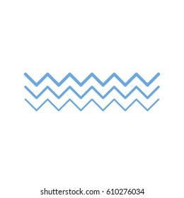 Waves icon isolated. Vector illustration. Blue waves sign in flat design.