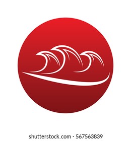 Waves icon isolated vector sign symbol on red background. Transport elements. Can be used in logo, UI and web design