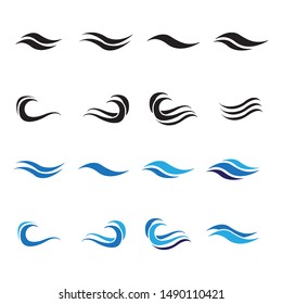 waves icon logo design template