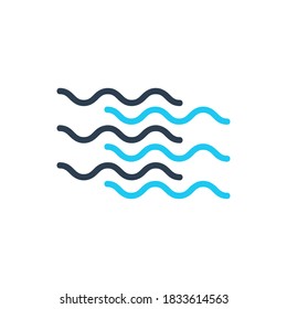 Waves icon, modern minimal flat design style. Wave thin line symbol, Stock vector illustration isolated on white background.
