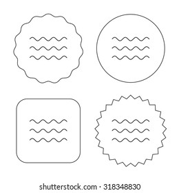 Waves icon. Sea flowing sign. Water symbol. Flat circle, star and emblem buttons. Labels design. Vector
