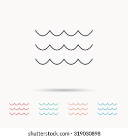 Waves icon. Sea flowing sign. Water symbol. Linear icons on white background. Vector