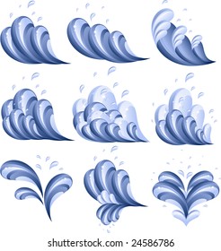 Waves icon set, isolated on white