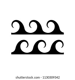 Waves icon symbol. Water liquid symbol isolated on white background. Sea, river or oceanic flowing sign, bending lines. Vector and illustration