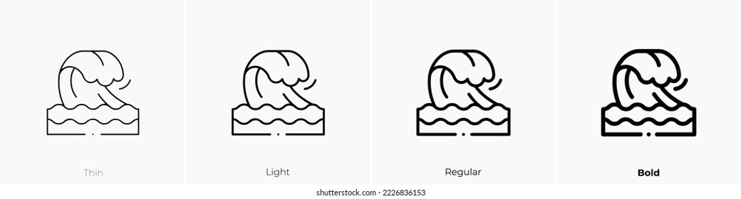 waves icon. Thin, Light Regular And Bold style design isolated on white background