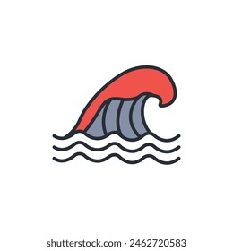 waves icon. vector.Editable stroke.linear style sign for use web design,logo.Symbol illustration.