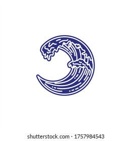 Icono de ondas Vintage Línea simple