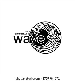Waves Icon Vintage Simple Line Art	
