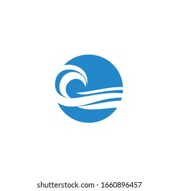 Waves icons. Vector symbols of ocean or sea blue water wave in form of splashes, stormy curling sea waves, tide water rollers, foamy stormy curls, wavy flows with surfing gales for badges or emblems