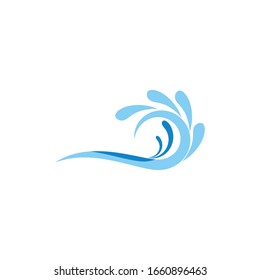 Waves icons. Vector symbols of ocean or sea blue water wave in form of splashes, stormy curling sea waves, tide water rollers, foamy stormy curls, wavy flows with surfing gales for badges or emblems