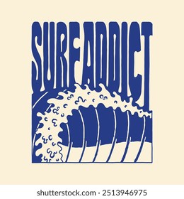 waves illustration ocean graphic surf design typography emblem tropical emblem