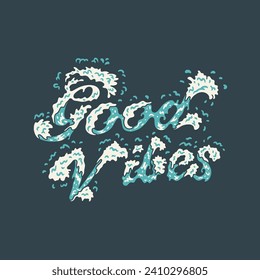 waves illustration typography graphic handwriting design surf badge ocean vintage summer paradise tropical