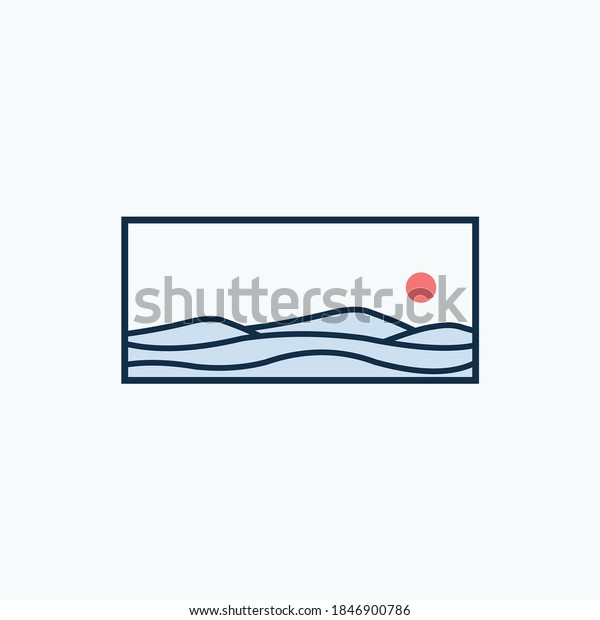 waves with line art logo\
design vector