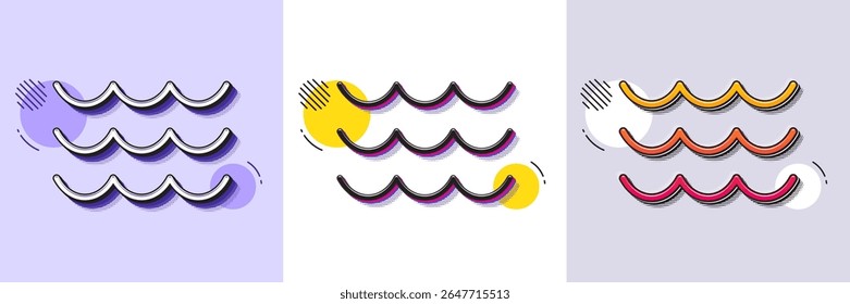 Waves line icon. Halftone dotted pattern. Gradient icon with grain shadow. Sea flowing sign. Water symbol. Line waves icon. Various designs. Vector