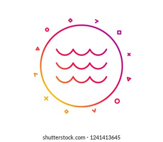 Waves line icon. Sea flowing sign. Water symbol. Gradient pattern line button. Waves icon design. Geometric shapes. Vector