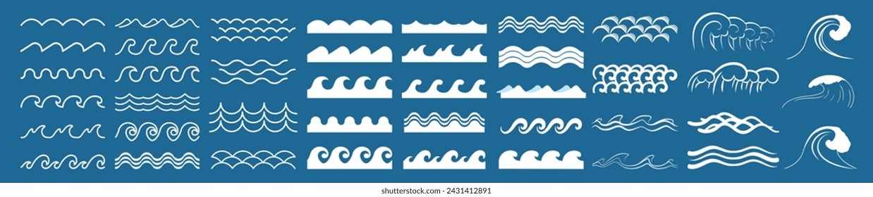 Waves line set. Waves collection vector