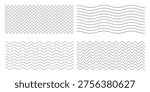 Waves line set. Wave ornament pattern. Set of wavy zigzag lines. Wave thin line background. Vector zigzag and wavy horizontal underline. Vector