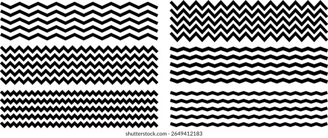 Waves line set. Wave ornament pattern. Set of wavy zigzag lines. Wave thin line background. Vector zigzag and wavy horizontal underline, Vector illustration.
