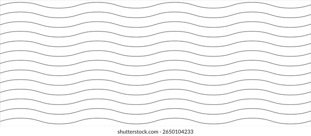 Conjunto de líneas de ondas. Patrón de adorno de onda. Conjunto de líneas onduladas en zigzag. Fondo de línea delgada de onda. Vector