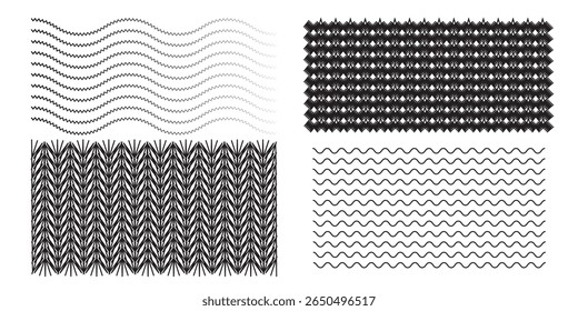 Waves line set. Wave ornament pattern. Set of wavy zigzag lines. Wave thin line background. Vector zigzag and wavy horizontal underline. Vector